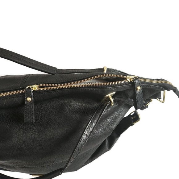 Steve Madden Women's Black Vegan Leather Large Double Handle Crossbody Satchel - Picture 8 of 13